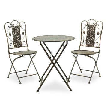 Set Masa si Scaune Gradina Drill 3 Piese Antique Coer