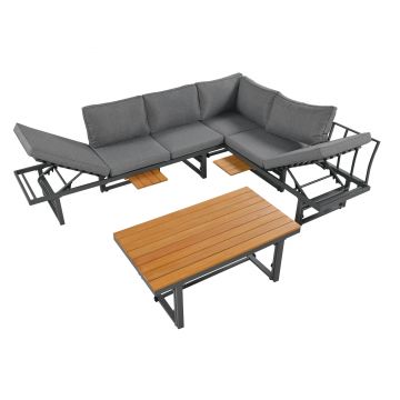 Set mobilier de grădină 3 piese, Gri | Aosom Romania