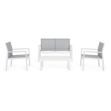 Set mobilier de grădină alb din aluminiu pentru 4 persoane Kallen – Bizzotto