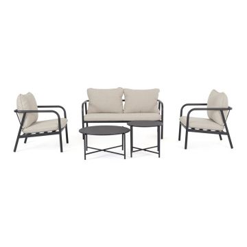 Set mobilier de grădină bej din oțel pentru 4 persoane Ostuni – Bizzotto