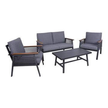 Set mobilier de grădină gri închis din aluminiu pentru 4 persoane Denia – Garden Pleasure