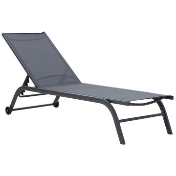 Sezlong Jaipur aluminiu tex Maron, Alb - Antracit, 65x192 cm