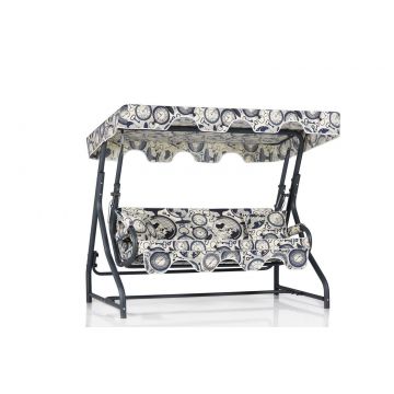 Balansoar de gradina extensibila 3 locuri Sibiu, Albastru, 200 x 165 x 110 cm