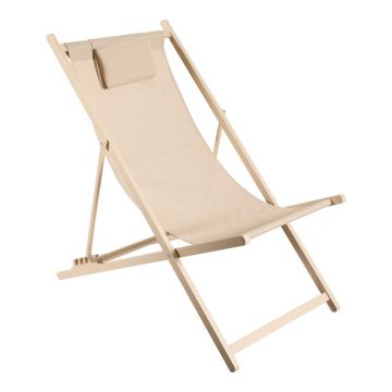 Șezlong profesional ajustabil Corte, aluminiu bej, textilen, compacte pentru confort optim