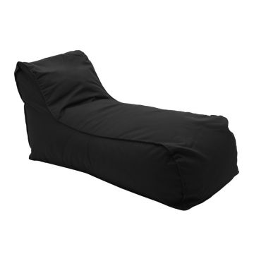 Șezlong puf Lara impermeabil, Negru, Piele sintetica, 60x150x40 cm