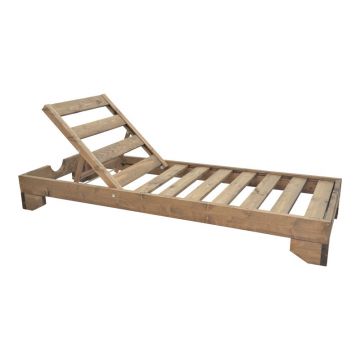 Șezlong relaxant Fendy, lemn de brad, nuc, 71x200x24 cm