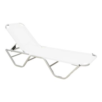 Șezlong stivuibil Dessie, Aluminiu, Alb, 59x193x29 cm