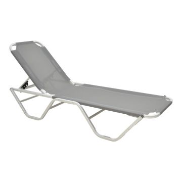Șezlong stivuibil din aluminiu, model Dessie, rezistent, antracit, 59x193x29 cm