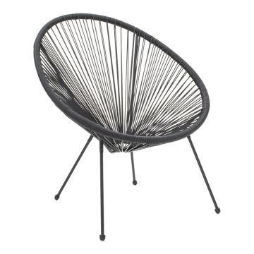Fotoliu Acapulco cu structură metalică și aspect rattan, Metal și Rattan, 68x74x84 cm, Negru