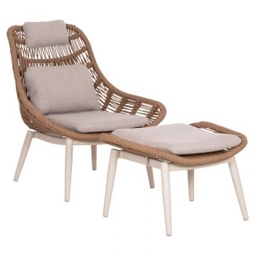 Fotoliu cu taburet VITERBO LOUNGE - Beige