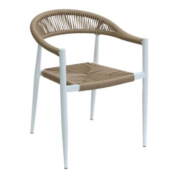 Fotoliu de gradina Fagen alb aluminiu Natural textilena, 56x60x78 cm - Alb