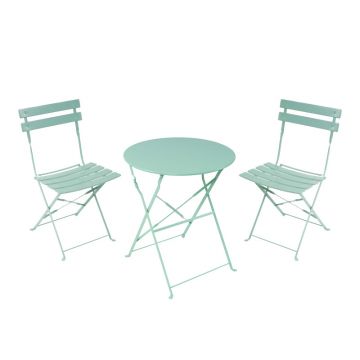 Masa bistro cu functie pliabila, set 3 piese, metal, Mint, 60x71 cm