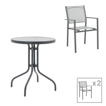 Masa Watson-Confidence Un set de 3 metal, antracit, D60x70 cm