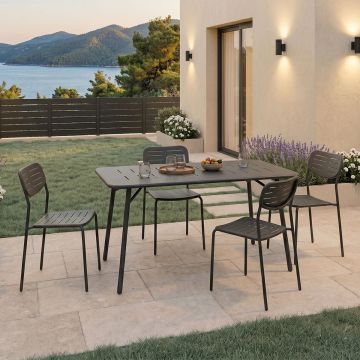 Moraja Deraby Ι set 5 piese negru metal, 140x80x72 cm - Negru