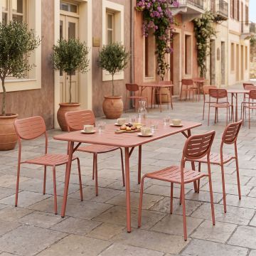 Moraja Deraby Ι set 5 piese terracotta metal, Teracotă, 140x80x72 cm