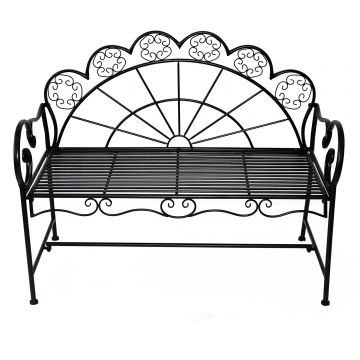 Outsunny Panchina da Giardino Biposto Stile Classico in Ferro, Nero, 113x56.5x90.5cm