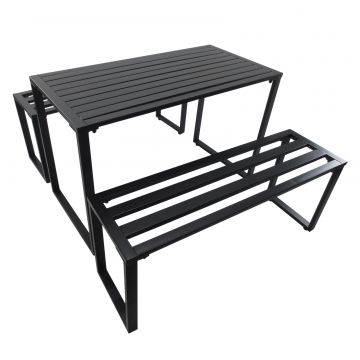 Outsunny Set da Picnic/Giardino/BarbecueTavolo con Panche in Metallo Nero
