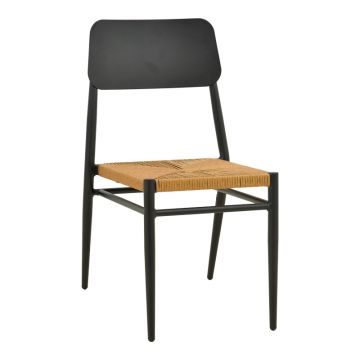 Scaun de exterior Giardino, Negru-Natural, 45x56x82 cm