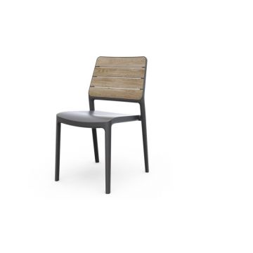 Scaun de grădină gri închis/maro din plastic Deco Porto – Keter