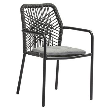 Scaun de gradina Kherson aluminiu ropa antracit- perna, gri, 55x61x84 cm - Gri