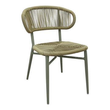 Scaun din aluminiu-pe ratan Agus stivuibil, maro, 55x63x77 cm - Maro