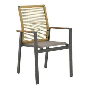Scaun exterior Aegean, aluminiu si textil, 56x58x91 cm