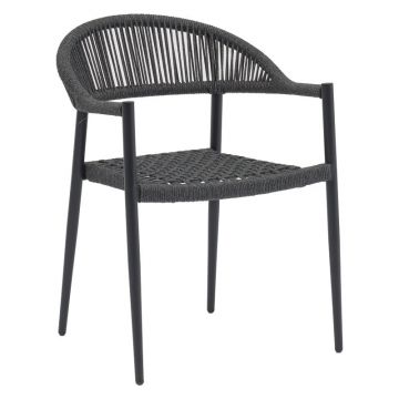 Scaun exterior Freiburg, Negru - Gri, 59x57x77 cm - Gri