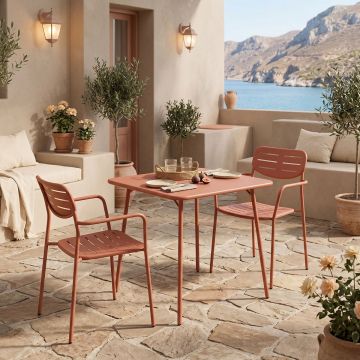 Set 3 bucati masa si scaune gradina V1, Moraja, Terracotta, 70x70x73 cm