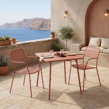 Set 3 bucati masa si scaune gradina V2, Moraja, Terracotta, 70x70x73 cm