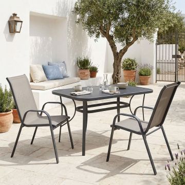 Set 3 masa si scaune gradina, Calan, Antracit, 70x120x70 cm