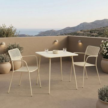 Set 3 piese masa si scaune gradina, Moraja Federal, Crem, 70x70x73 cm