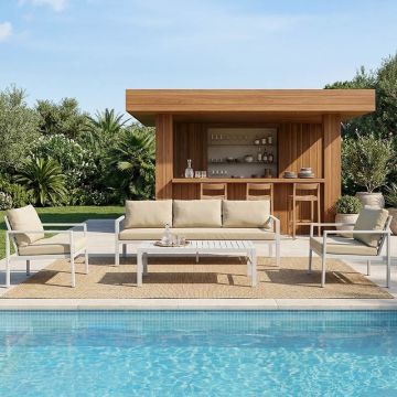 Set 4 bucati de gradina, Gardenly, Alb, 68.5x175x72 cm