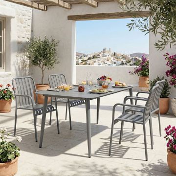Set 5 masa si scaune gradina, Heven Vista, Antracit, 80x150x72 cm