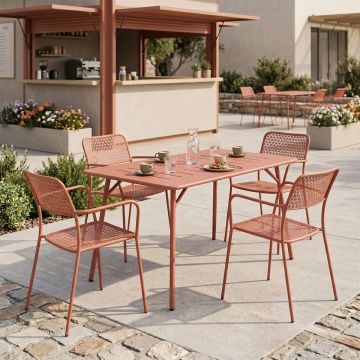 Set 5 masa si scaune gradina, Moraja Federal, Terracotta, 80x140x72 cm