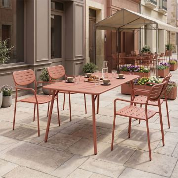 Set 5 piese masa si scaune gradina, Moraja, Terracotta, 80x140x72 cm