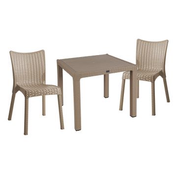 Set de Dining Explore-Confident set 3 piese Crem 90x90x74 cm