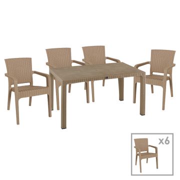 Set de dining Explore-Halcyon 7 piese, Crem 150x90x74 cm