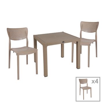 Set de dining Explore-Ignite set 5 piese, Crem, 90x90x74 cm
