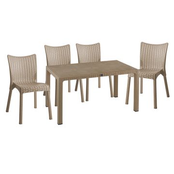 Set de gradina masa si scaune Explore, Confident set 5 piese cappuccino 150x90x73 cm