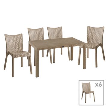 Set de gradina masa si scaune Explore, Confident set 7 piese cappuccino 150x90x73 cm