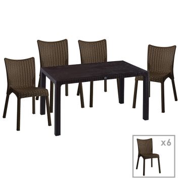 Set de gradina masa si scaune Explore-Confident set 7 piese maro 150x90x73 cm