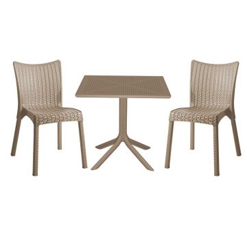 Set de gradina masa si scaune Groovy, Confident set 3 piese, cappuccino, 80x80x74 cm