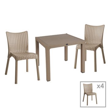 Set de Masa Explore-Confident 5 piese capucino, Bej, 90x90x74 cm