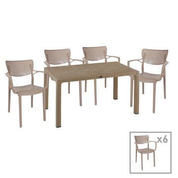 Set de Masa Explore-Forntline set 7 piese, Crem, 150x90x74 cm