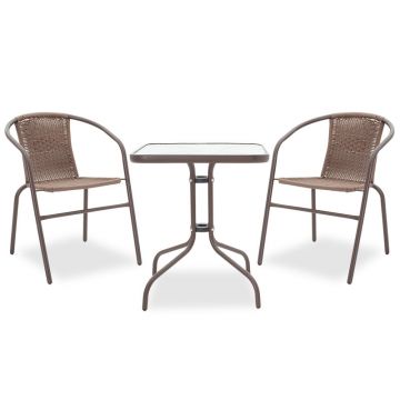 Set de sufragerie Obbi-Watson 3buc metal-pe maro, 60x60x60 cm