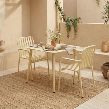Set dining exterior Heven Vista, 3 piese, aluminiu, Champagne, 80x80x72 cm