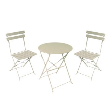 Set masa bistro pliabila 3 piese, metal, bej, 60x71 cm