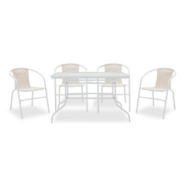 Set Masa si Scaune Gradina Valor-Obbi 5 Piese, Alb, 120x70x70 cm