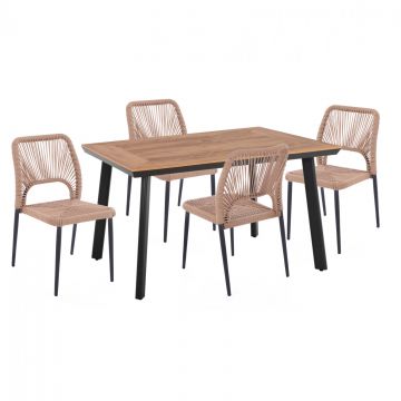 Set masa si scaune MISTRALE QUATTRO - Gri inchis