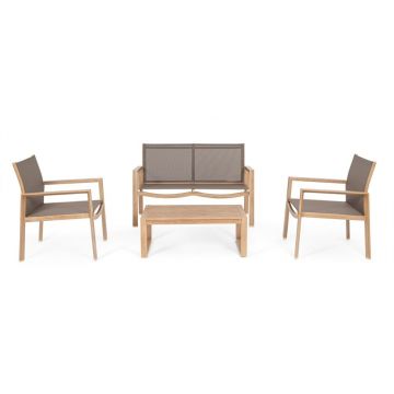 Set mobilier de grădină în culoare naturală din aluminiu pentru 4 persoane Kallen – Bizzotto